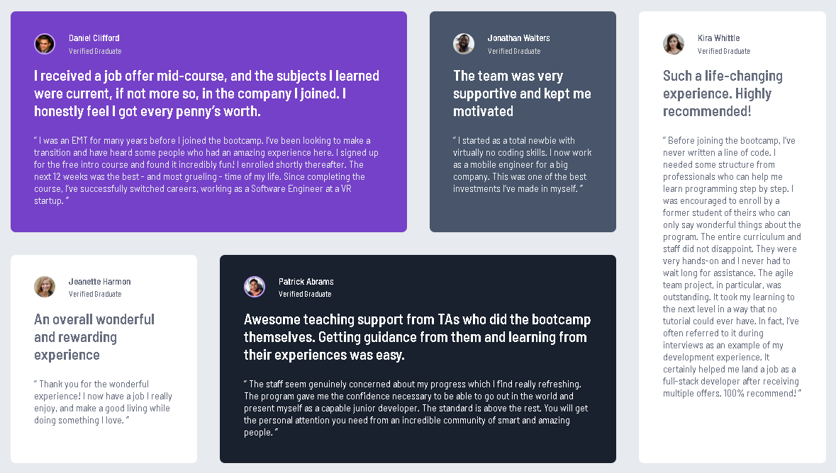 Testimonials Grid Section screenshot